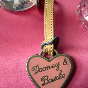 Dooney & Bourke Pink Heart Keychain with Tan Strap